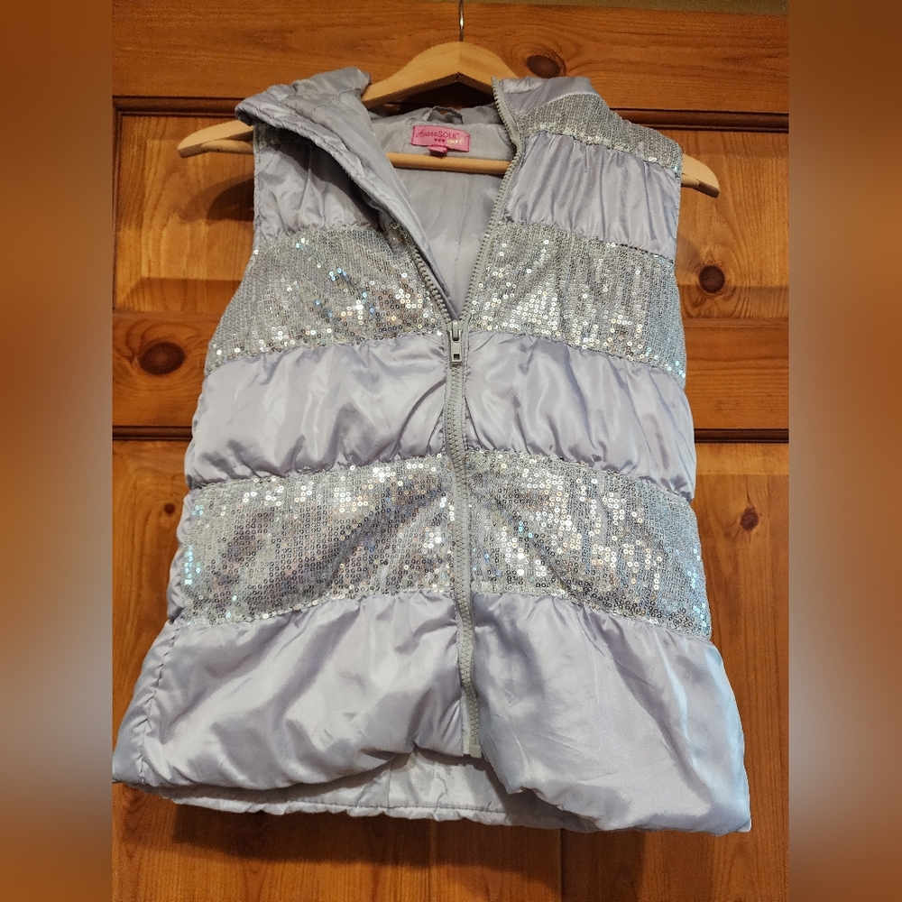 HeartSole Girls Silver Puffer Vest Size XL